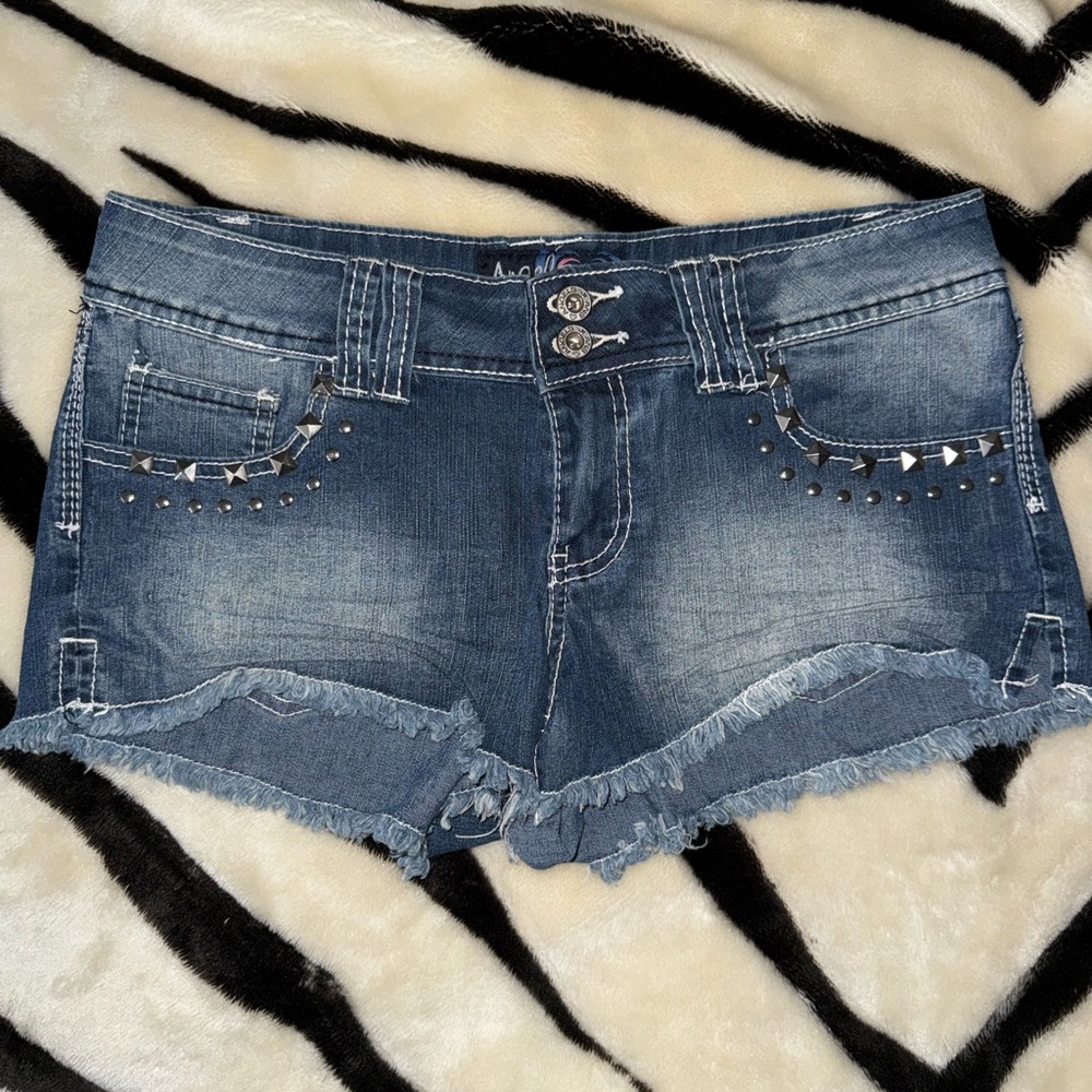 Angels Denim Shorts with Pink & Blue Heart Label